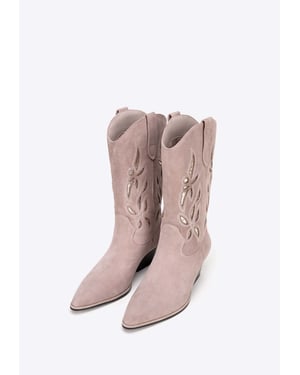 Wittchen Suède Slip-On Cowboylaarzen voor Dames Beige Suède Leer