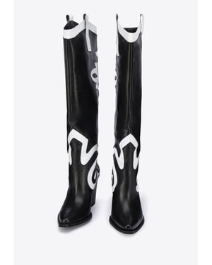 Wittchen Dames tweekleurige leren cowboylaarzen zwart en wit zwart en wit