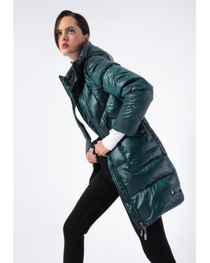 Wittchen Dames Groene Nylon Capuchon Donsjas