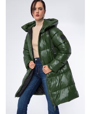 Wittchen Dames Oversized Gewatteerde Jas Groen Nylon