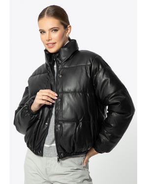Wittchen Dames PUFF-jas in zwart imitatieleer