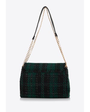 Wittchen Dames Bouclé Messenger Bag in Zwart en Groen Polyester