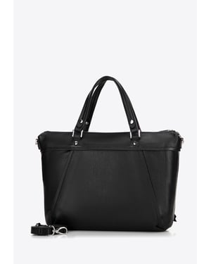 Wittchen Dames 15" Leren Laptoptas met Kwastje Zwart Natuurlijk Leer