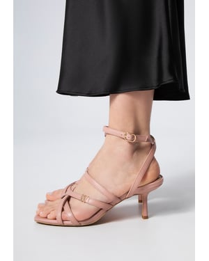 Wittchen Dames leren sandalen met bandjes op een stilettohak, stoffig roze