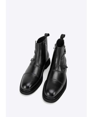 Wittchen Heren Leren Chelsea Boots met Croco Inzetstukken, Zwart