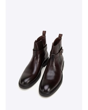 Wittchen Heren Leren Chelsea Boots met Gesp, Bruin, Natuurlijk Leer