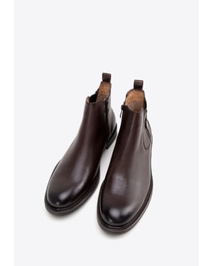 Wittchen Heren Leren Chelsea Boots met een instapzool, Donkerbruin