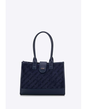 Wittchen Dames Klassieke Schoudertas met Stoffen Inzetstuk, Marineblauw