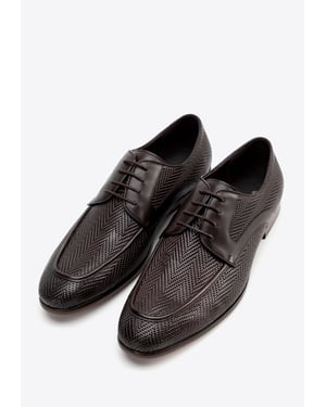 Wittchen Heren Derby schoenen van echt leer met vlechtwerk, donkerbruin