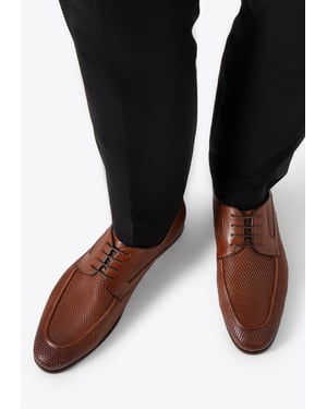 Wittchen Heren Derby schoenen van echt leer met vlechtwerk, lichtbruin