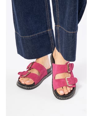 Wittchen Dames Roze Suède Leren Slippers