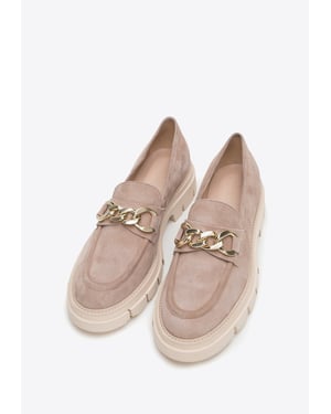 Wittchen Suède Mocassins voor Dames met Ketting op Platform Beige