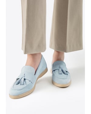 Wittchen Dames Suède Loafers met Kwastje Blauw