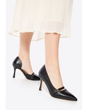 Wittchen Dames Leren Pumps met Bandje Zwart Natuurlijk Leer