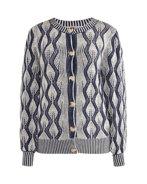 usha Vest Dames Wol Wit Blauw