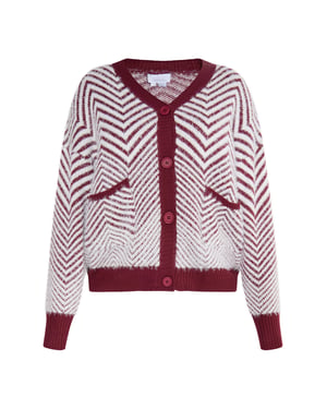 usha Vest Dames Donker kersenrood wit