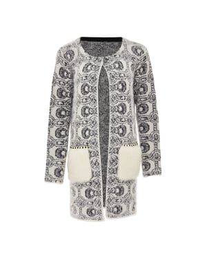 Faina Vest Dames wol wit zwart