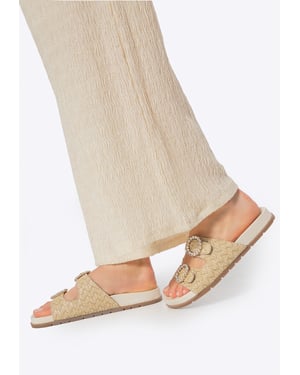 Wittchen Dames Faux Raffia Slides Beige, Beige Synthetisch Materiaal