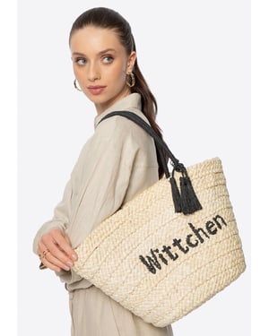 Wittchen Vrouw Geweven Mand met Logo Beige en Zwart Beige en Zwart Maïskolf