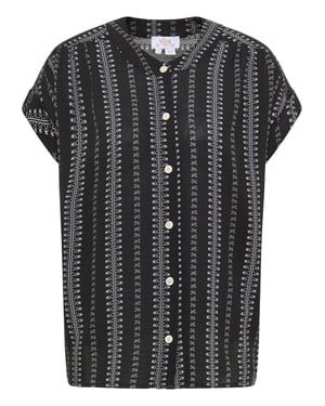 usha blouse met korte mouwen Dames zwart wit