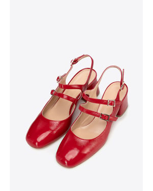 Wittchen Dames rode leren pumps met bandjes