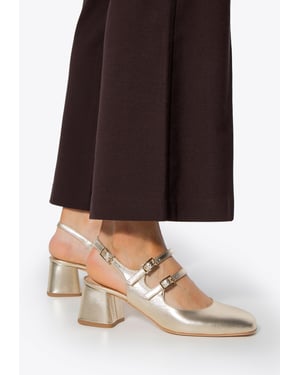 Wittchen Dames Leren Pumps met Bandjes Goud Echt Leer