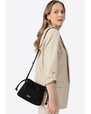 Wittchen Dames kleine zwarte polyester trekkoordtas
