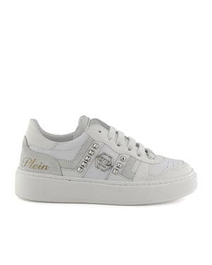Mix Materials Low-Top Sneakers With Studs