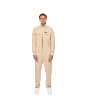 Duck and Cover Heren Tames Volledige Ritssluiting Hoodie en Joggingbroek Set (Steen)