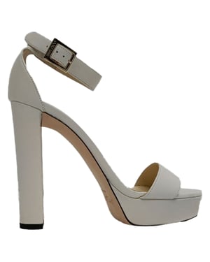 Jimmy Choo Enkelband Platform Sandal Hakken in Witte Leer