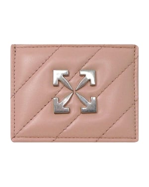 Off-White Jackhammer Logo Leren Kaarthouder (Roze)