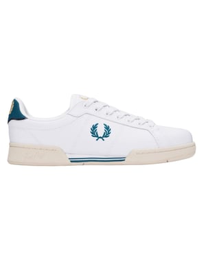 Fred Perry Heren Bay Ocean Logo Leren Trainers (Wit)