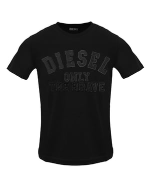 Diesel Heren T-shirt met Monotone Logo in reliëf (Zwarte Kaviaar)