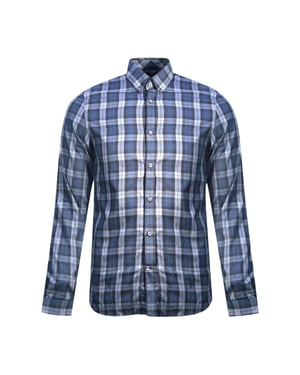 Fred Perry Geruit herenhemd met lange mouwen (ZWART/BLAUW)