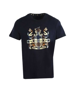 Aquascutum Heren Aldis Geruit Logo T-Shirt (Marine)