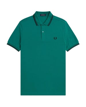 Fred Perry Herenpoloshirt met dubbele kraag (Muntgroen)
