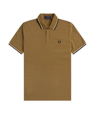 Fred Perry Herenpoloshirt met dubbele kraag (Bruin)