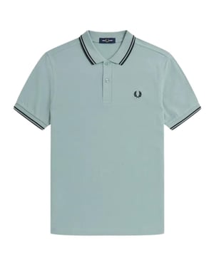 Fred Perry Herenpoloshirt met dubbele kraag (Lichtblauw)