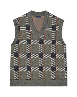 Fred Perry Heren Tartan Sweater Vest (Veld Groen)