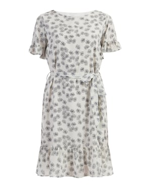 usha midi-jurk met ruches Dames wol wit zwart