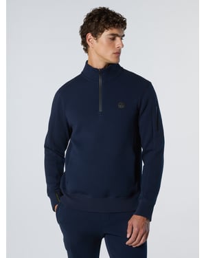 North Sails Sweatshirt Piqué Scuba stof met halve rits