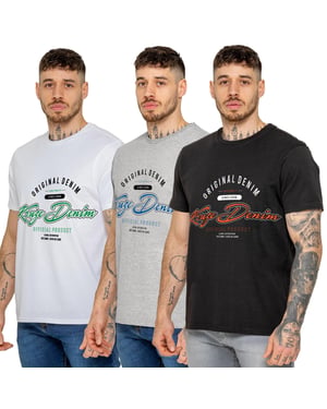 Kruze | 3-pack heren T-shirts met ronde hals en print