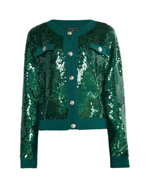 Faina Vest met pailletten Dames Smaragdgroen