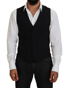 Zwart Wol Vest Klassieke Pasvorm