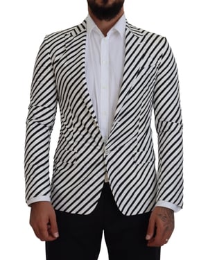 Gestreepte Blazer Met Notch Lapel