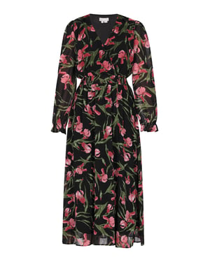 usha Jurk Dames Zwart Veelkleurig