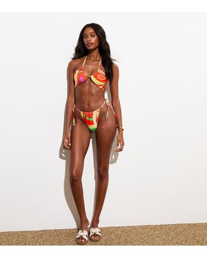Multi pastel halternek bikini top met swirl