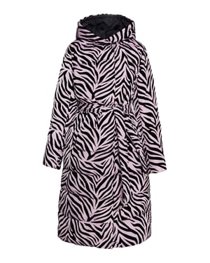 Faina Lange gewatteerde jas Dames Mauve zebra
