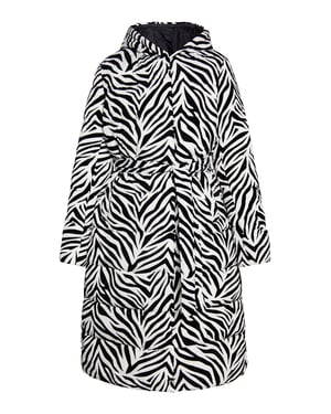 Faina Lange gewatteerde jas Dames Witte zebra