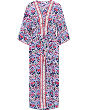 IZIA Kimono Dames Blauw Veelkleurig